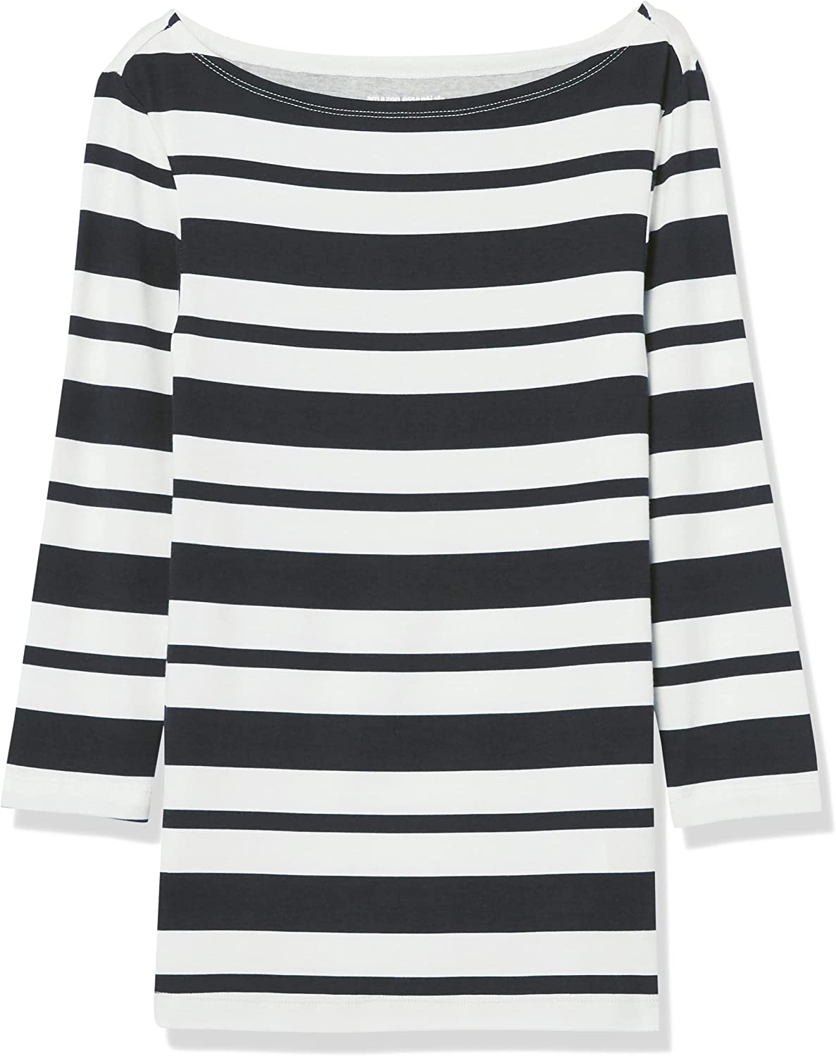 230816040512045_1 Essentials Women's Slim-Fit 3/4 Sleeve Solid Boat Neck T-Shirt - Image 1